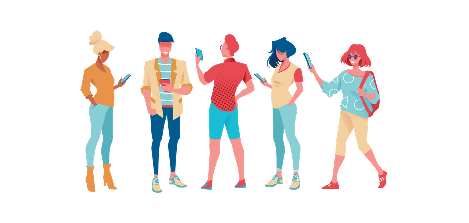 People holding mobile in hand  Illustration