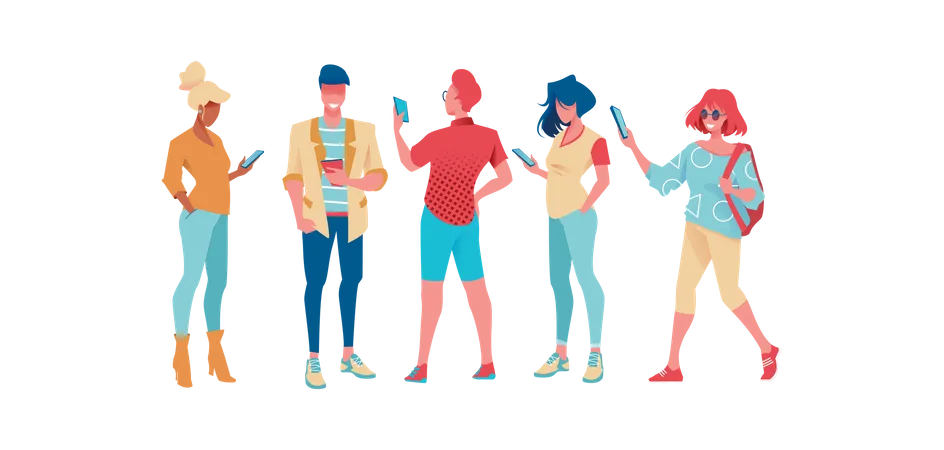 People holding mobile in hand  Illustration