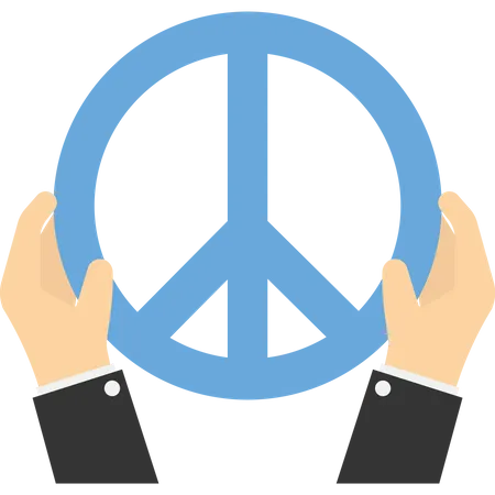 People holding peace symbols  Illustration