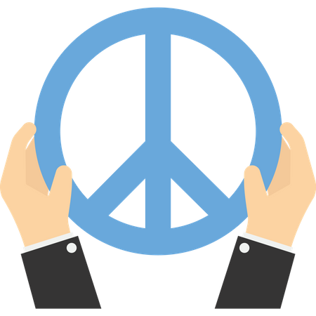 People holding peace symbols  Illustration