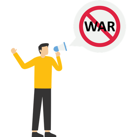 People holding piece of cardboard with words Stop War  Illustration