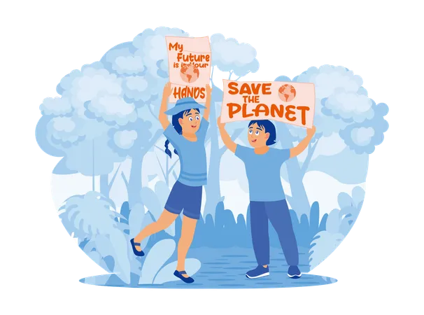 People Holding Save Planet Poster  Ilustración