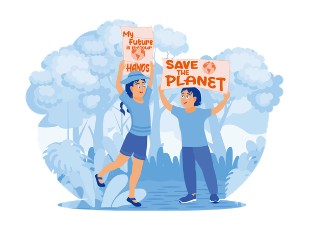 People Holding Save Planet Poster  Illustration