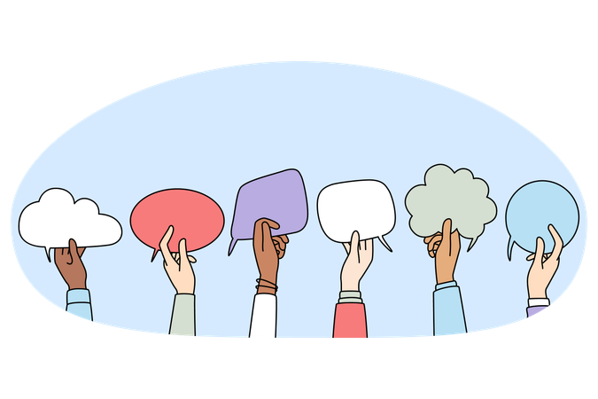 People holding speech bubble  Illustration