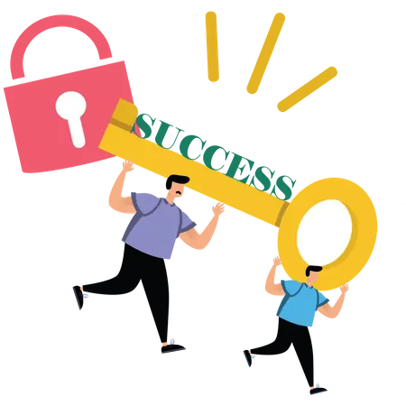 People holding Success key  Illustration