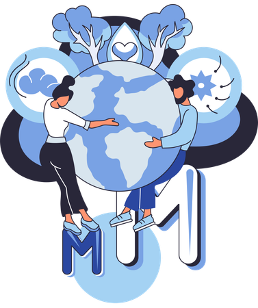 People hugging earth  Illustration