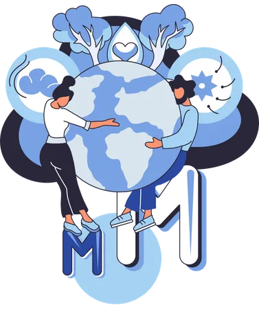 People hugging earth  Illustration