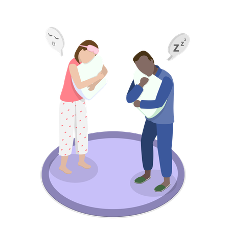 People hugging pillow  Illustration