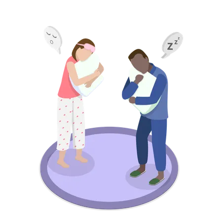 People hugging pillow  Illustration