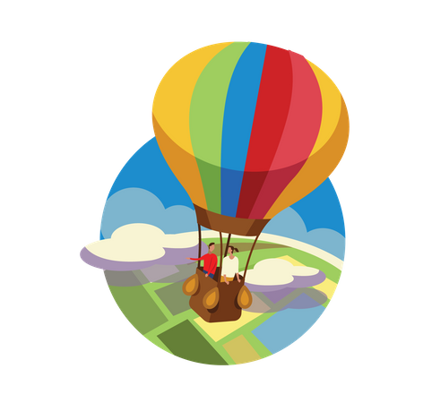 People in Air Balloon  Illustration