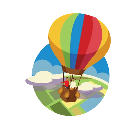 People in Air Balloon  Illustration