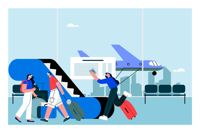 People in airport  Illustration