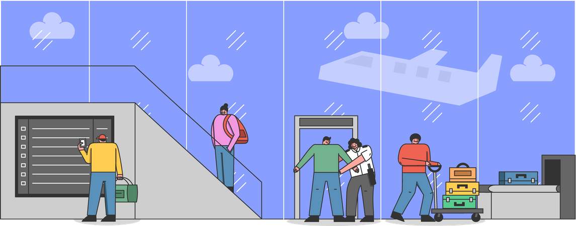 People In Airport Terminal  Illustration