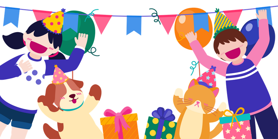 People in birthday party Illustration