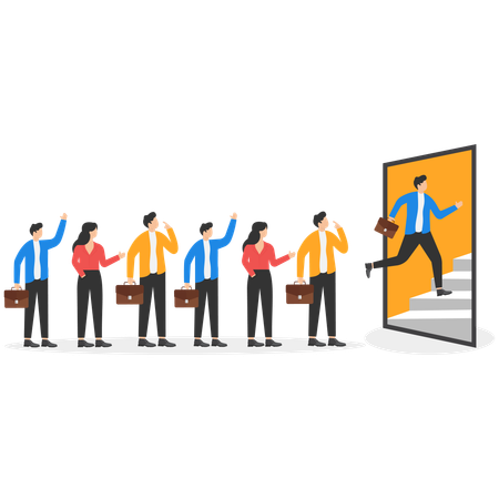 People In Business Suits Are Standing In A Long Line  Illustration