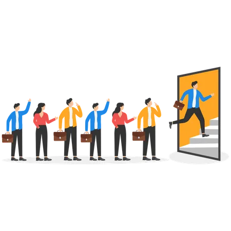 People In Business Suits Are Standing In A Long Line  Illustration