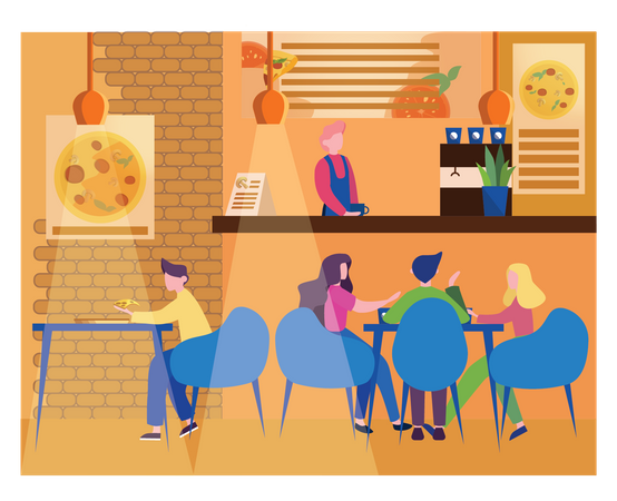 People in cafe  Illustration