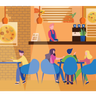 people in cafe illustration