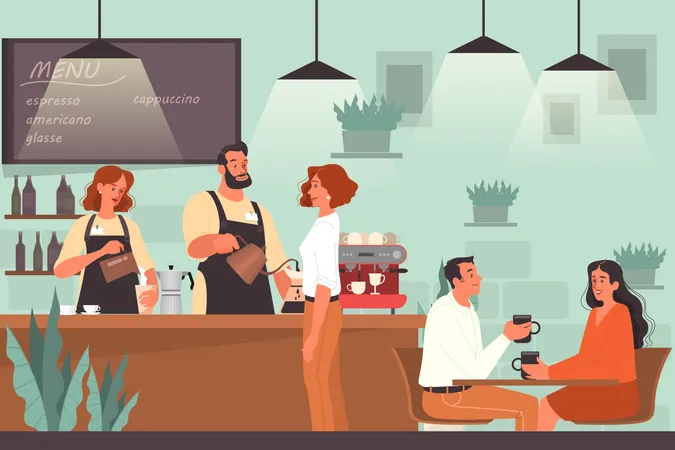 People in cafe  Illustration