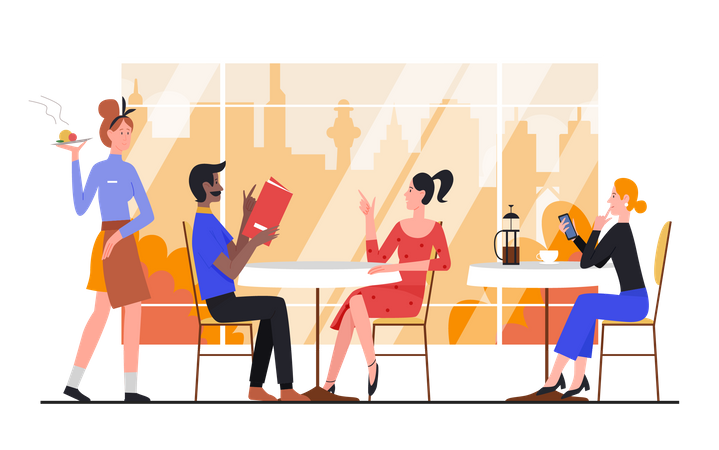 People in cafe  Illustration