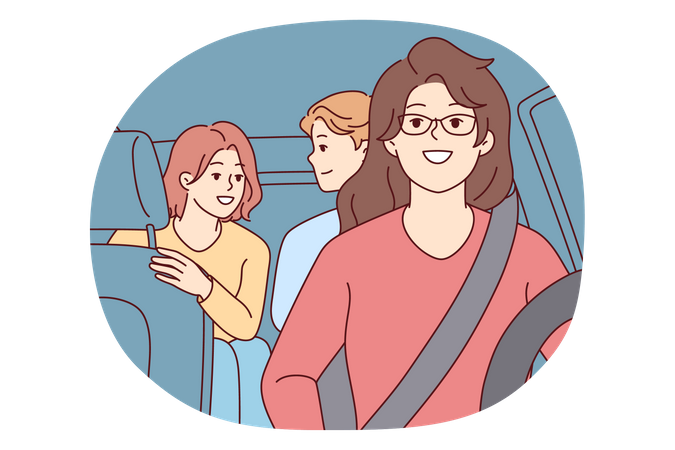 People in car  Illustration
