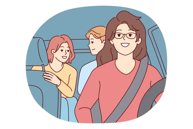People in car  Illustration