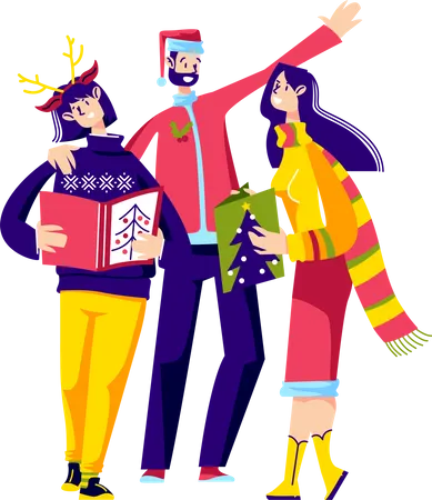 People in Christmas eve Illustration