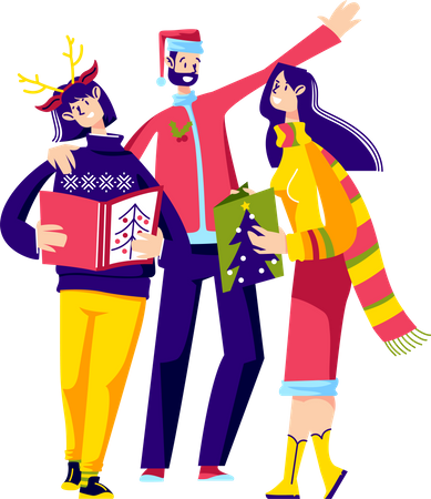 People in Christmas eve  Illustration