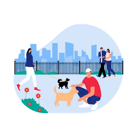 People in city  Illustration