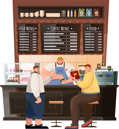 People in Coffeehouse  Illustration