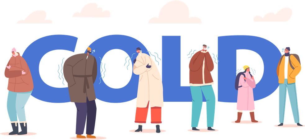 People in freezing temperature  Illustration