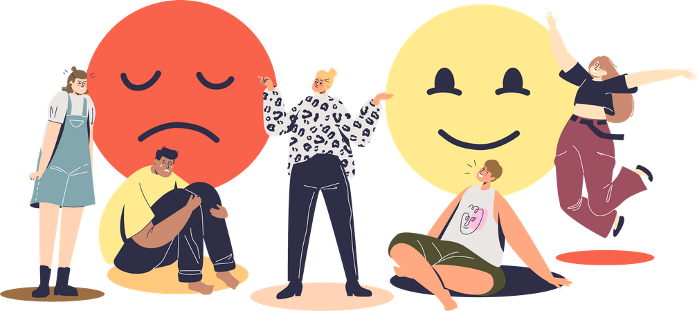 People in good and bad mood Illustration