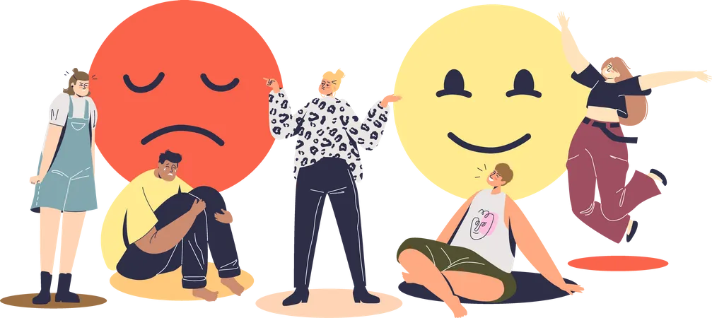 People in good and bad mood  Illustration