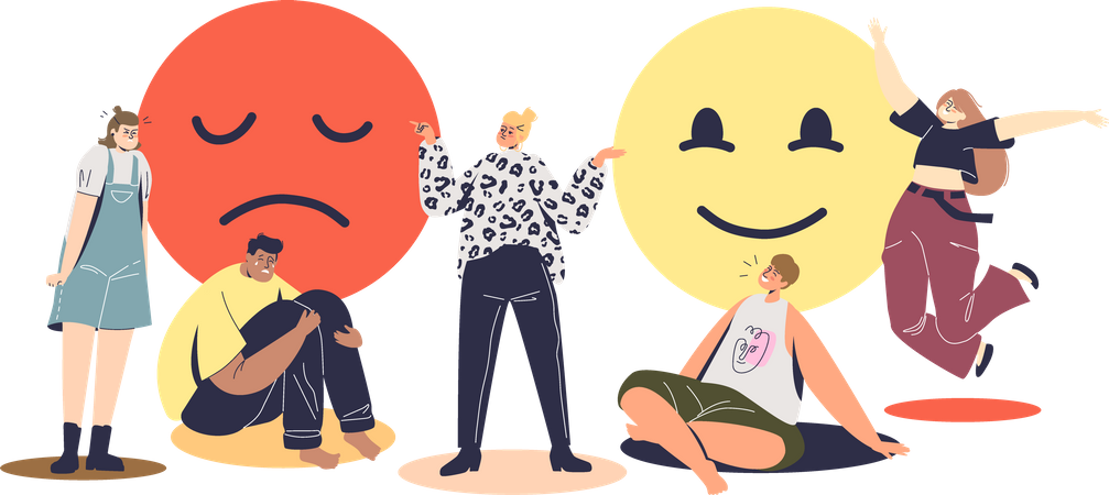 People in good and bad mood  Illustration