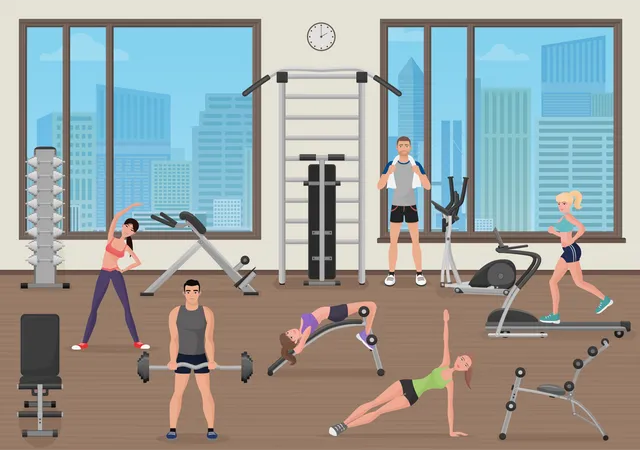 People in gym  Illustration