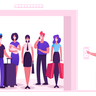 people in lift illustration free download