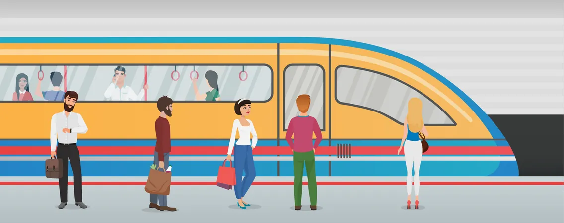 People In Metro Illustration