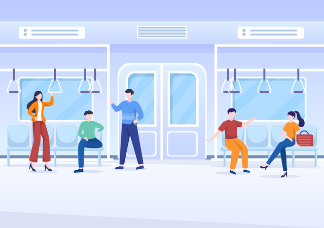 People in metro  Illustration