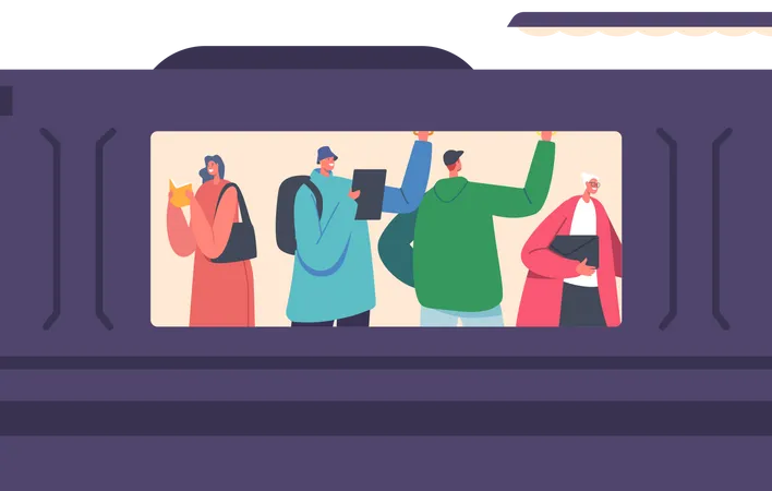 People in Metro Tube Illustration