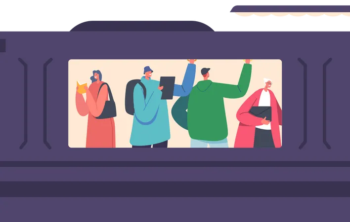 People in Metro Tube  Illustration