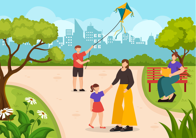 People in park  Illustration