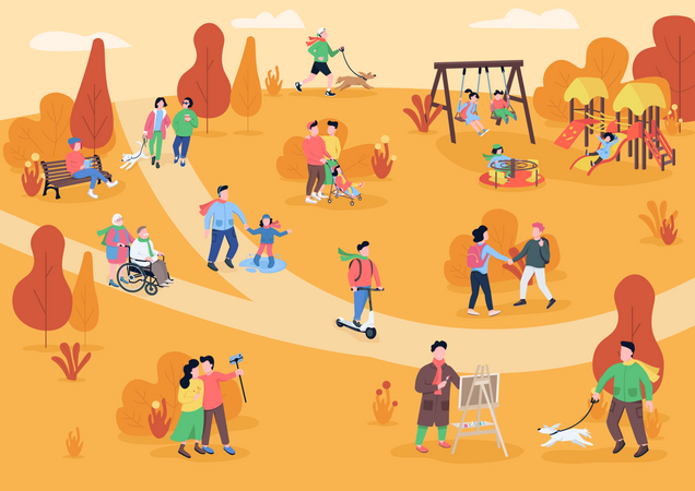 People in park  Illustration