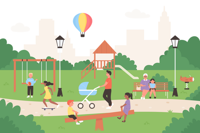 People in park  Illustration