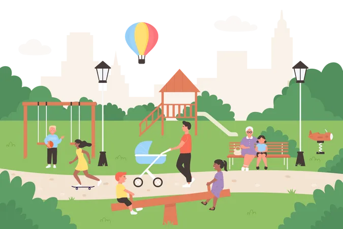 People in park  Illustration