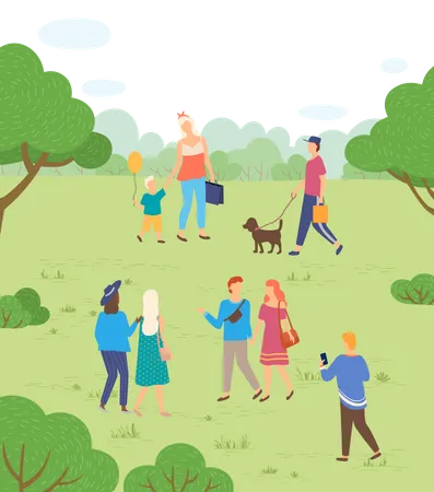 People in park  Illustration