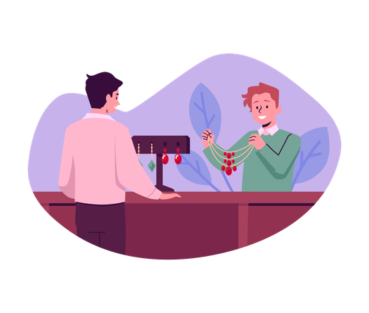 People in pawnshop  Illustration