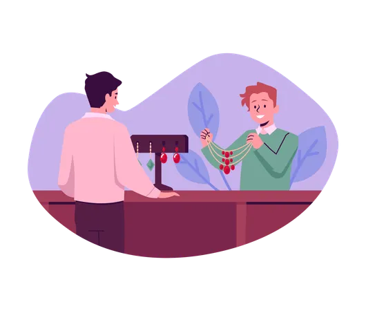 People in pawnshop  Illustration