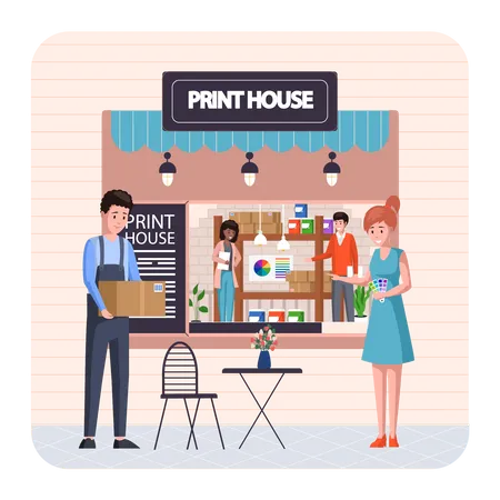 People in print house Illustration