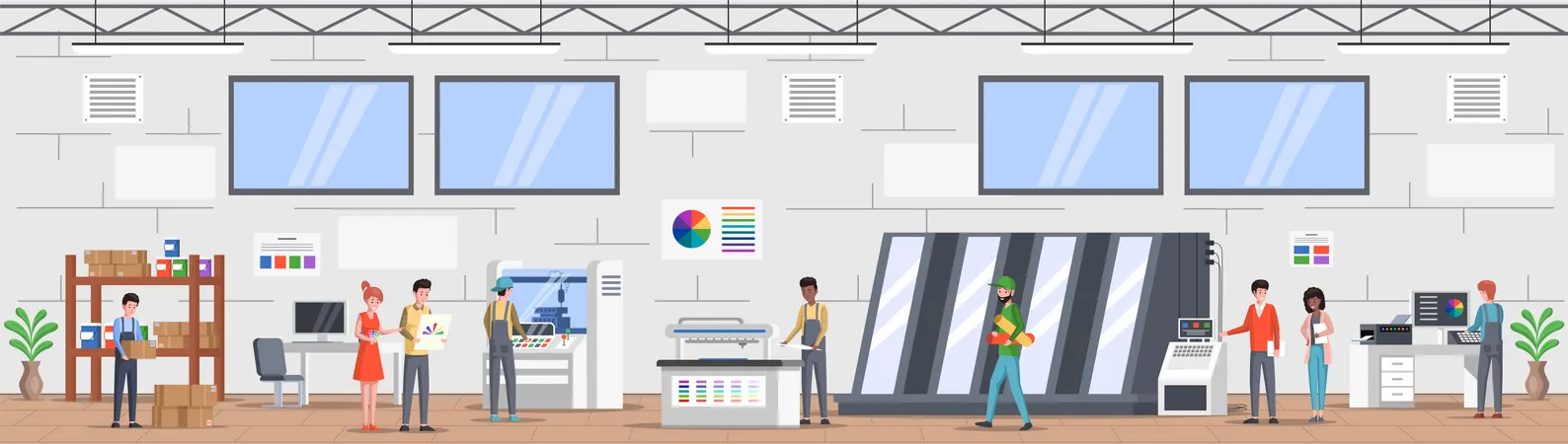 People in printing house Illustration