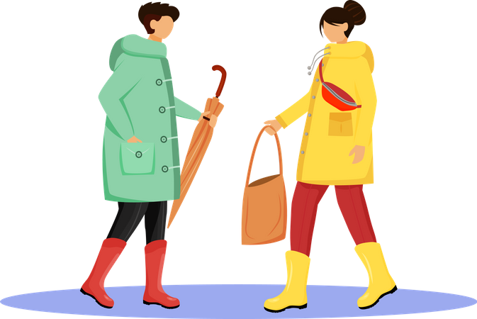 People in raincoat  Illustration